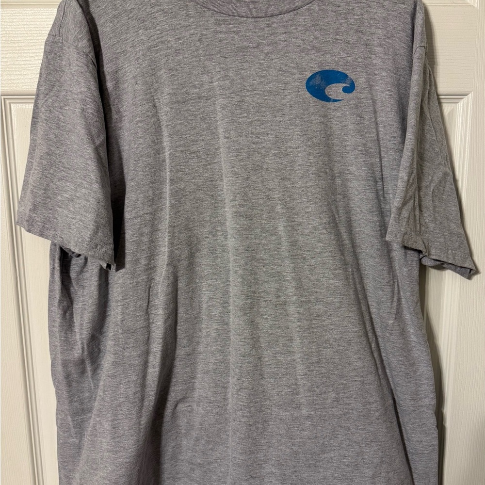 Men’s Costa Heather Gray T-Shirt with Blue Logo XXL